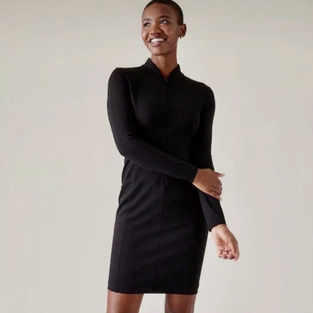 Athleta Delancey Skyline Black UPF 50 Sculptek Dress Sz XL #730276